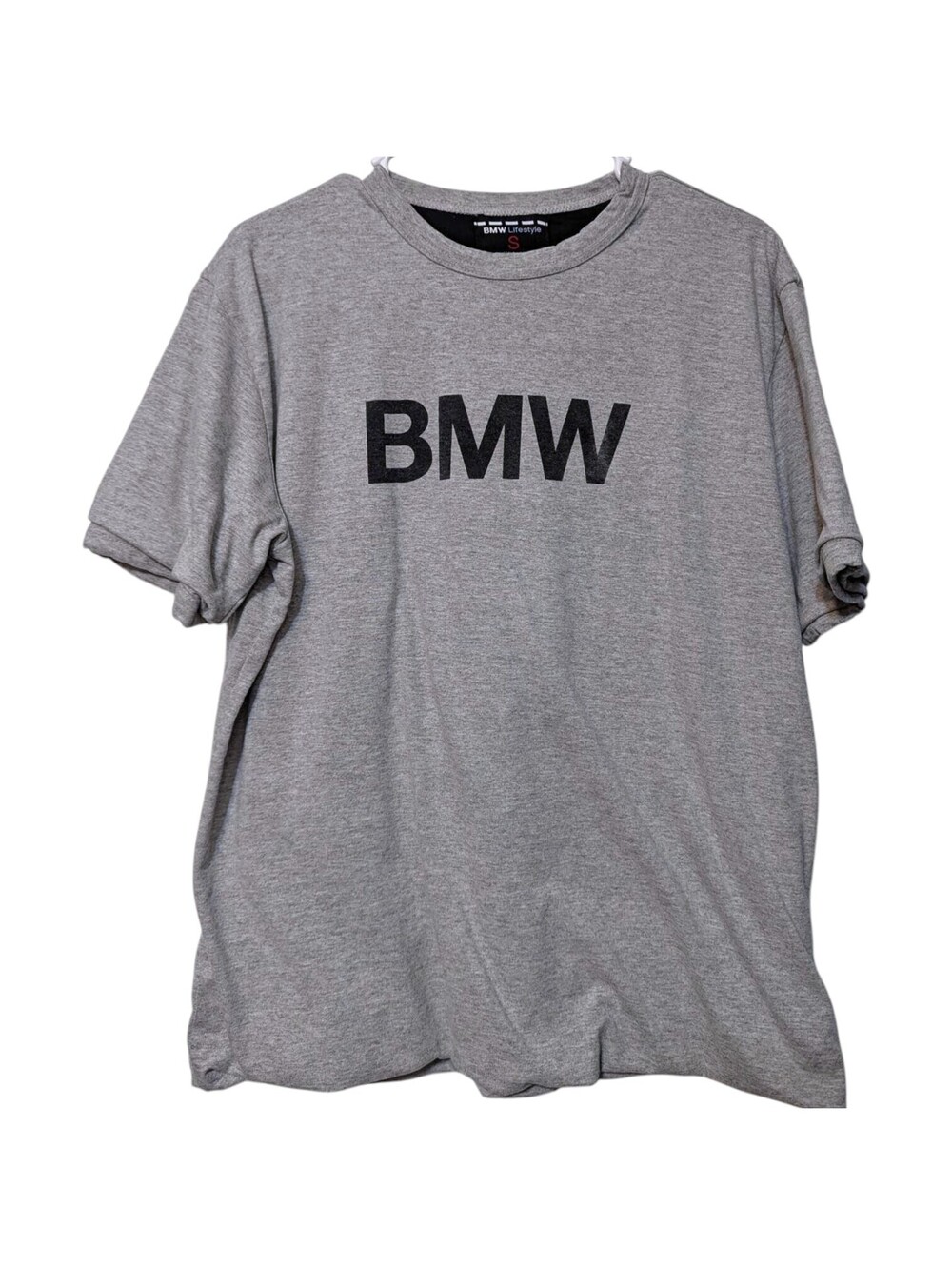 BMW Lifestyle Mens S T-Shirt Double Layer Racing Gray Boxy Y2K Oversized 23x26